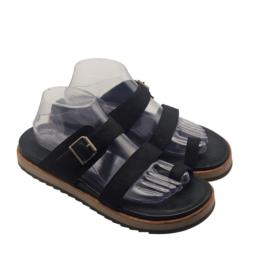 Merrell‎ Juno Buckle Slide Sandals 10 Black Leather Boho Gorpcore Slide J002794